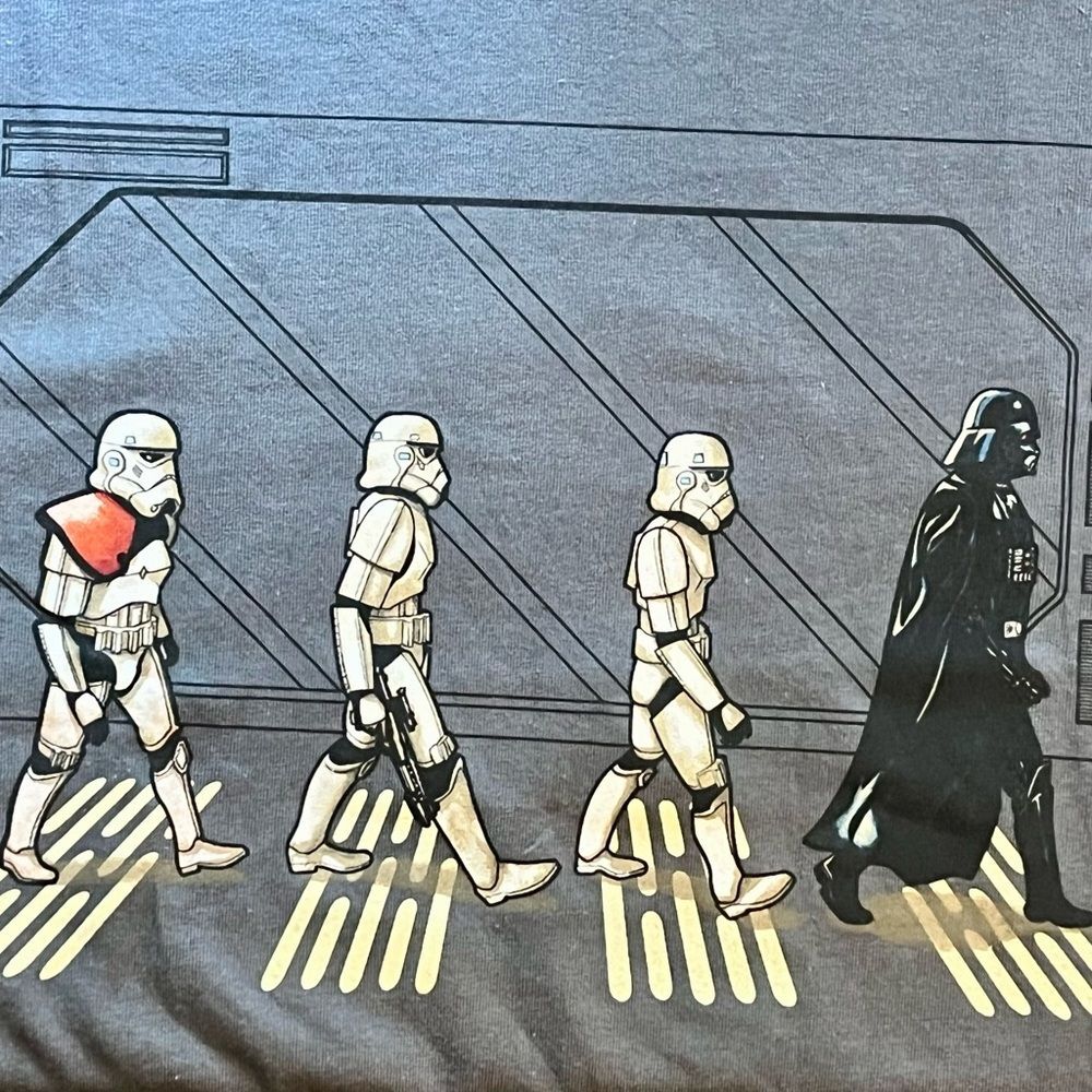 Star Wars Beatles Abby Road Parody Graphic T-Shirt, Gray, Large, Unisex - Picture 3 of 4